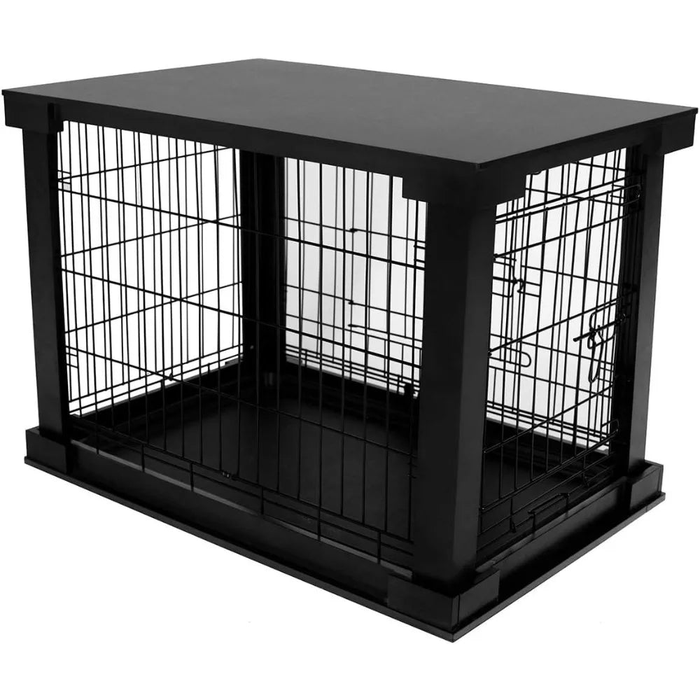 MKDK 2 Door Decorative Pet Kennel With Tray And Divider