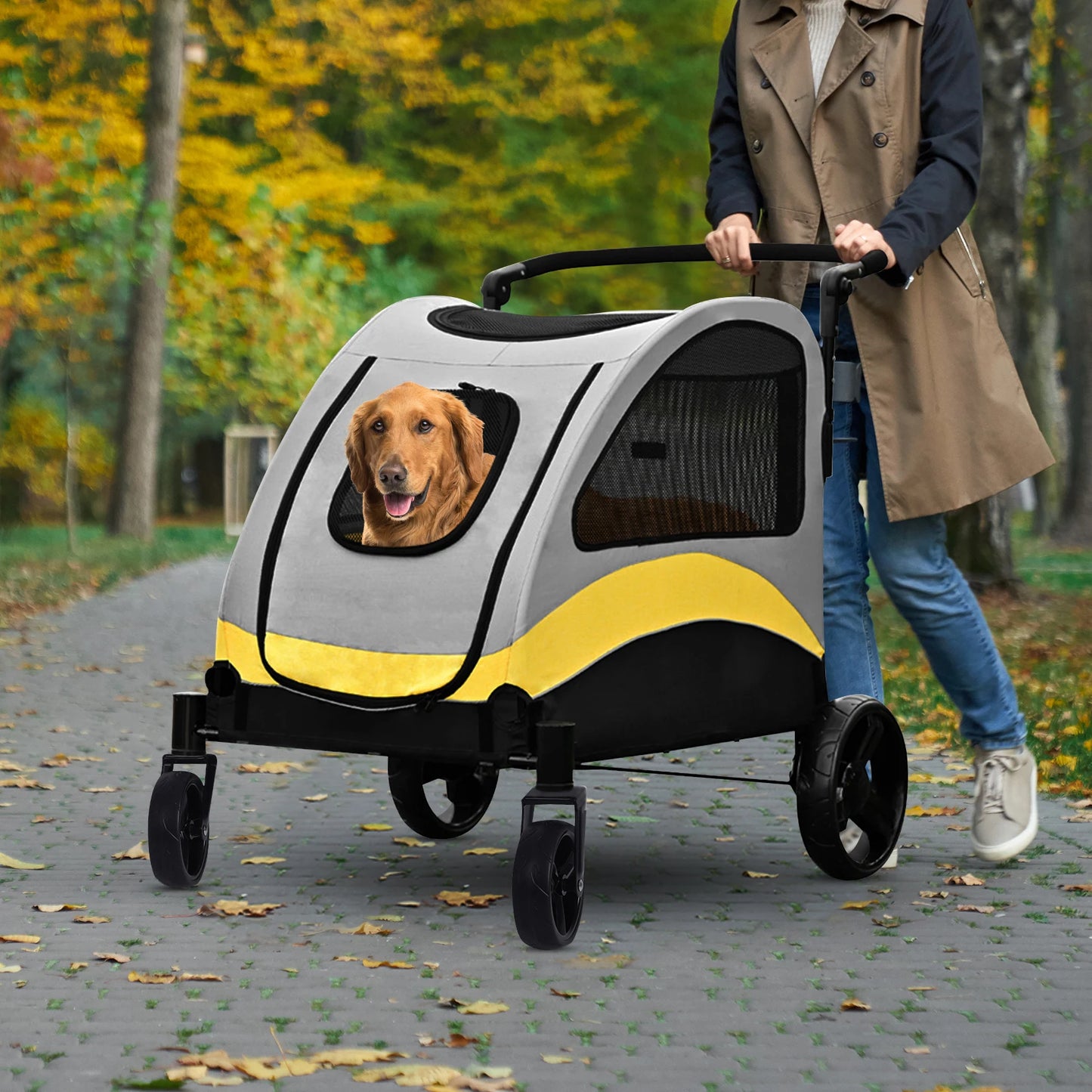 Heavy Duty Large Dog Stroller Jogger Foldable With Brakes