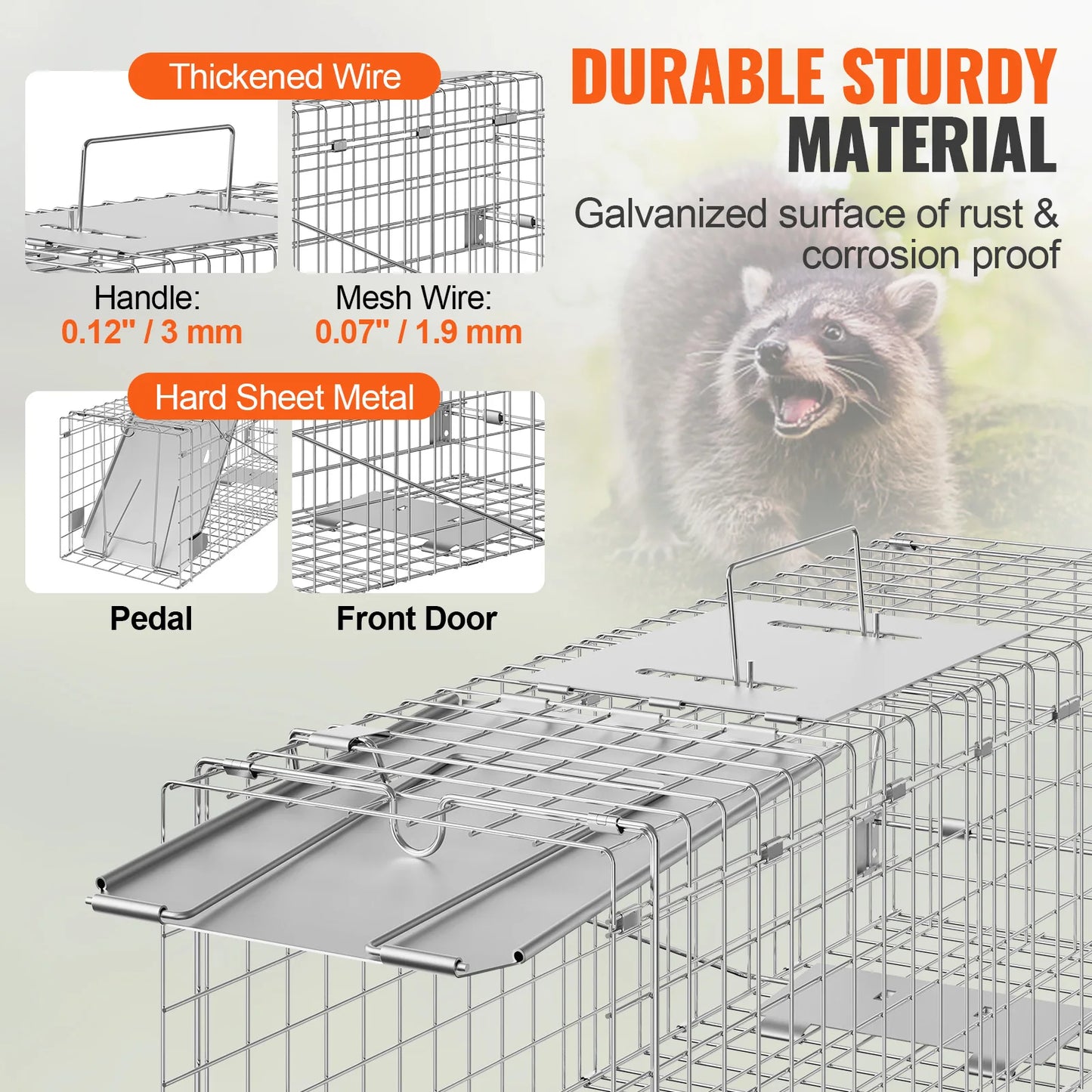 SucceBuy Humane Live Animal Cage Trap Folding Handle For Cats And Rodents