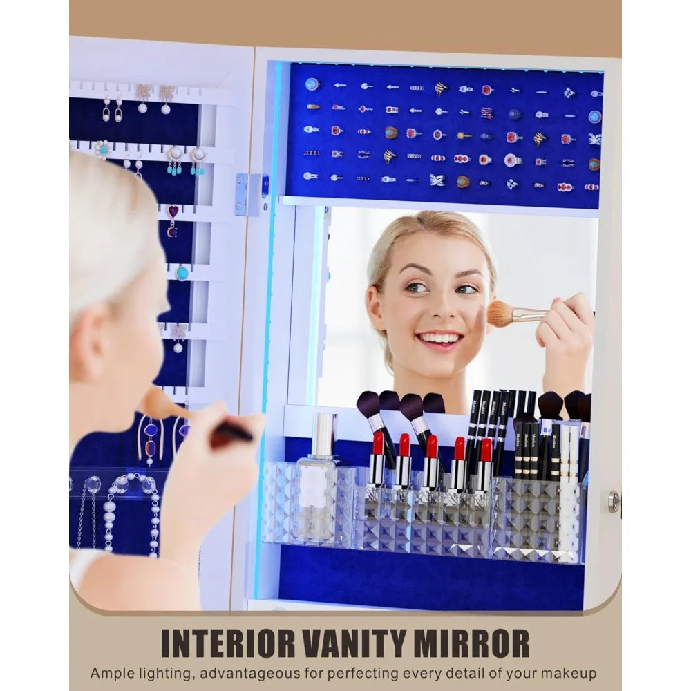 Full Length Swivel Jewelry Armoire Mirror With Lighting