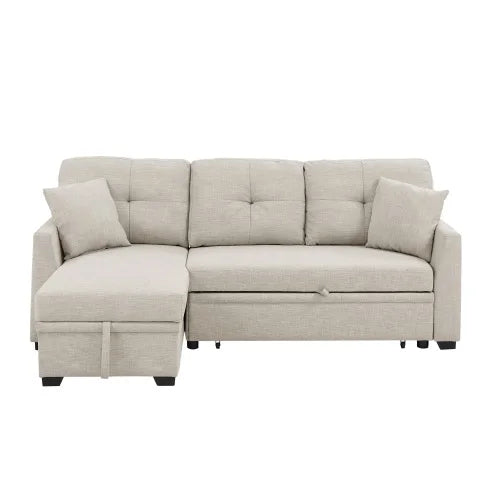 83 Inch Pull Out Sofa Bed With Two Pillows For Four