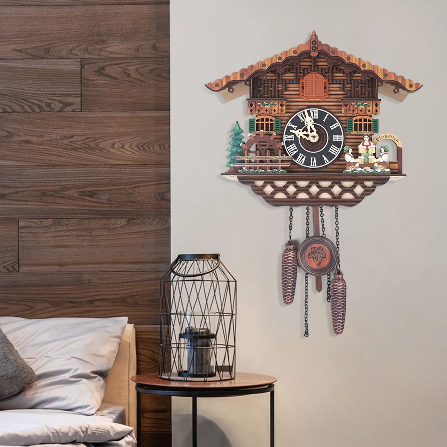 Combination Bird Cuckoo Wall Clock With Swing And Wings