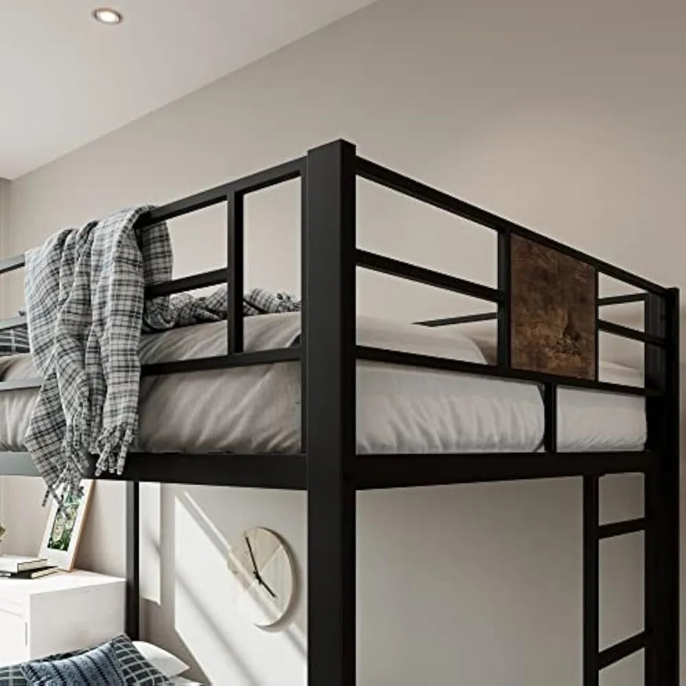 MUTICOR Twin Over Twin Bunk Bed Metal Frame With Stairs