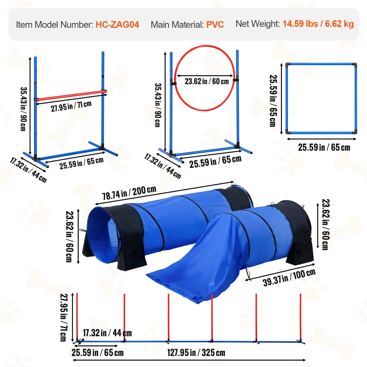 SucceBuy Dog Agility Equipment Set With Adjustable Hurdles