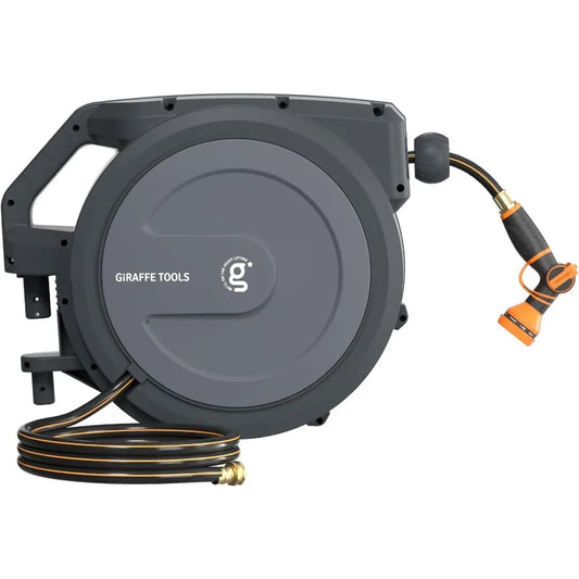 Auto Rewind Garden Hose Reel Wall Mount Locking System