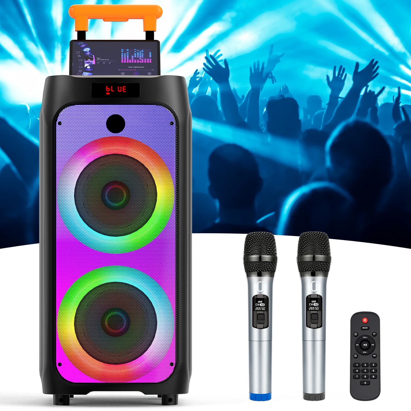 FanFun Karaoke Machine Bluetooth Speaker With Wireless Mics