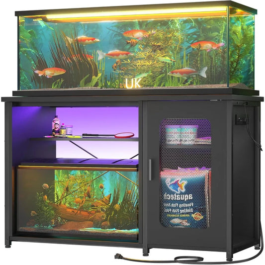 55-75 Gallon Aquarium Stand With Power Outlets LED Cabinet