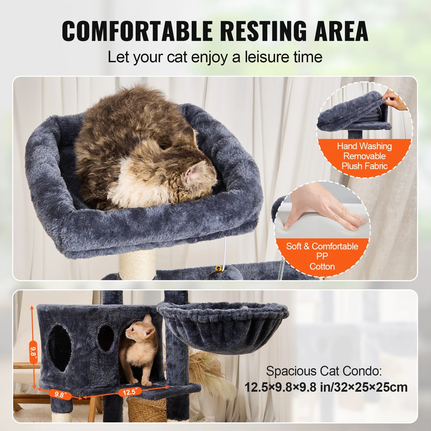 SucceBuy Cat Tree Indoor Cats Tower With Condo Hammock