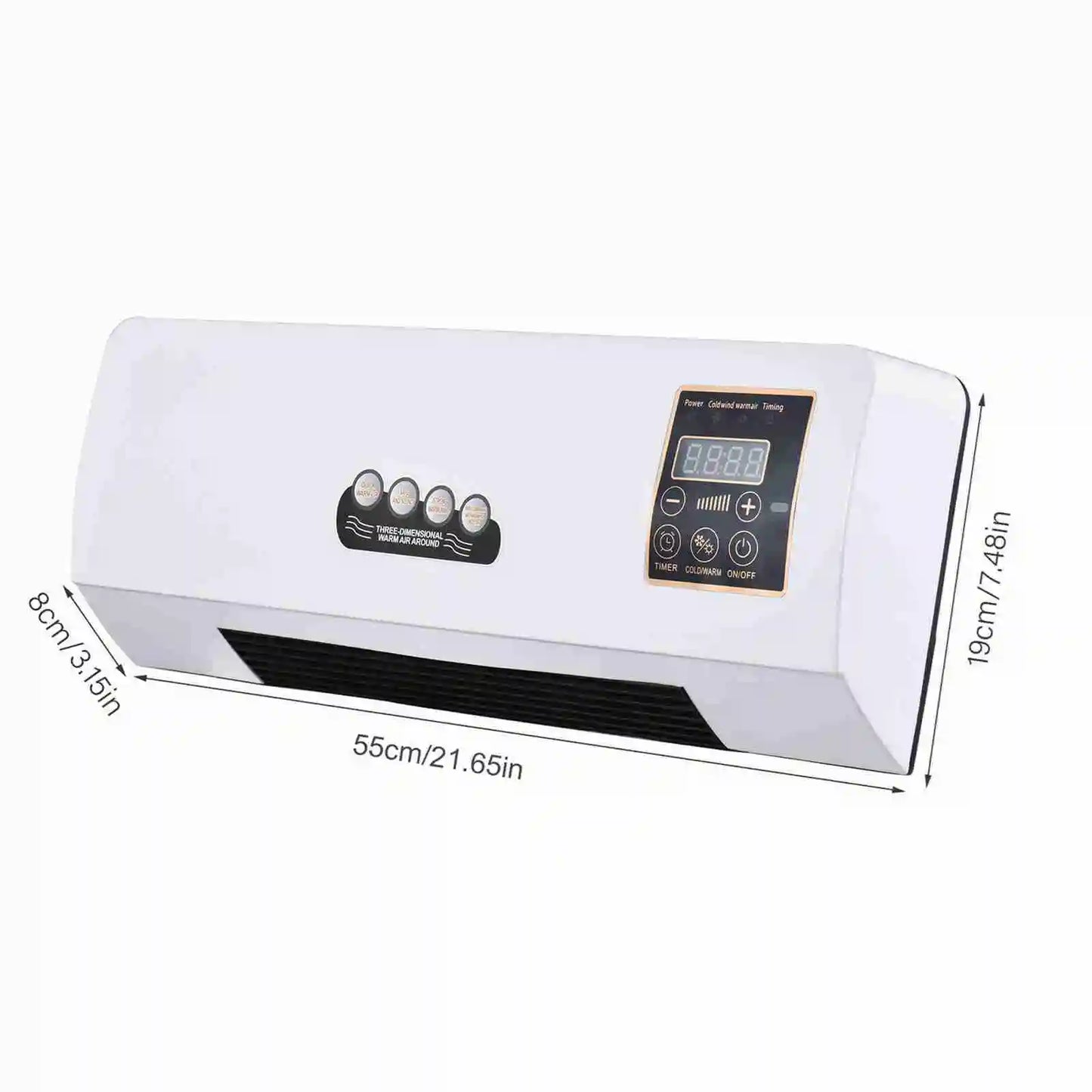 Youthink 2 In 1 Heating And Nature Wind Wall Mounted Space Heater With Digital Display And Timer