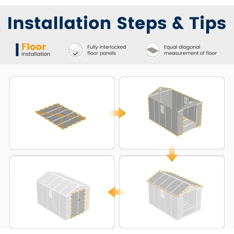 Resin Garden Storage Shed With Floor And Lockable Door