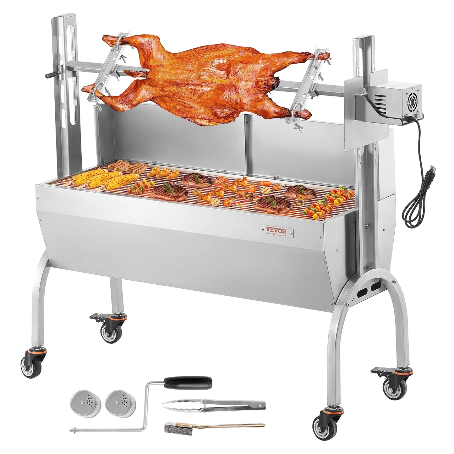 SucceBuy Electric Rotisserie Grill Multifunction Outdoor BBQ