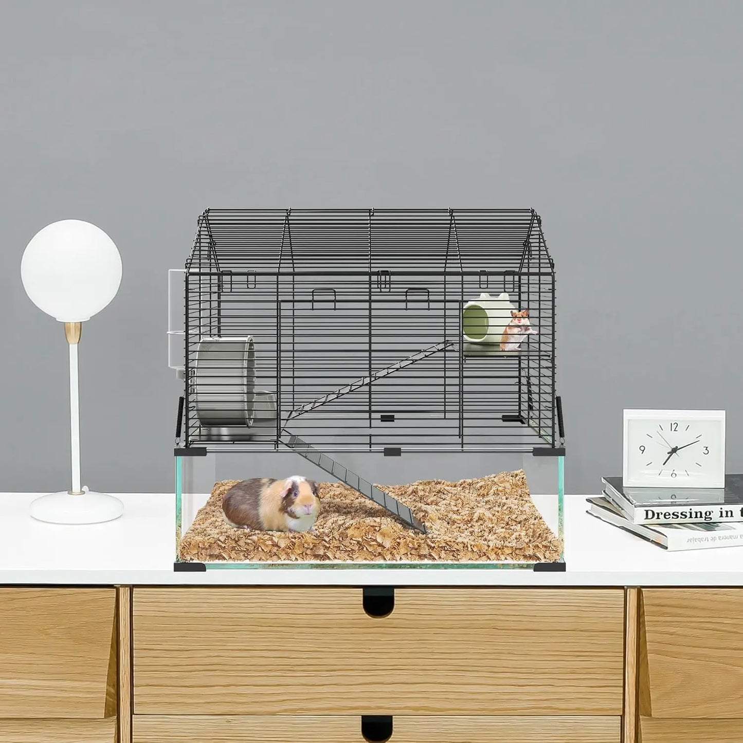 TWISTER.CKCN Metal Hamster Cage Transparent Habitat For Small Animals With Water Bottle And Accessible Entry Doors