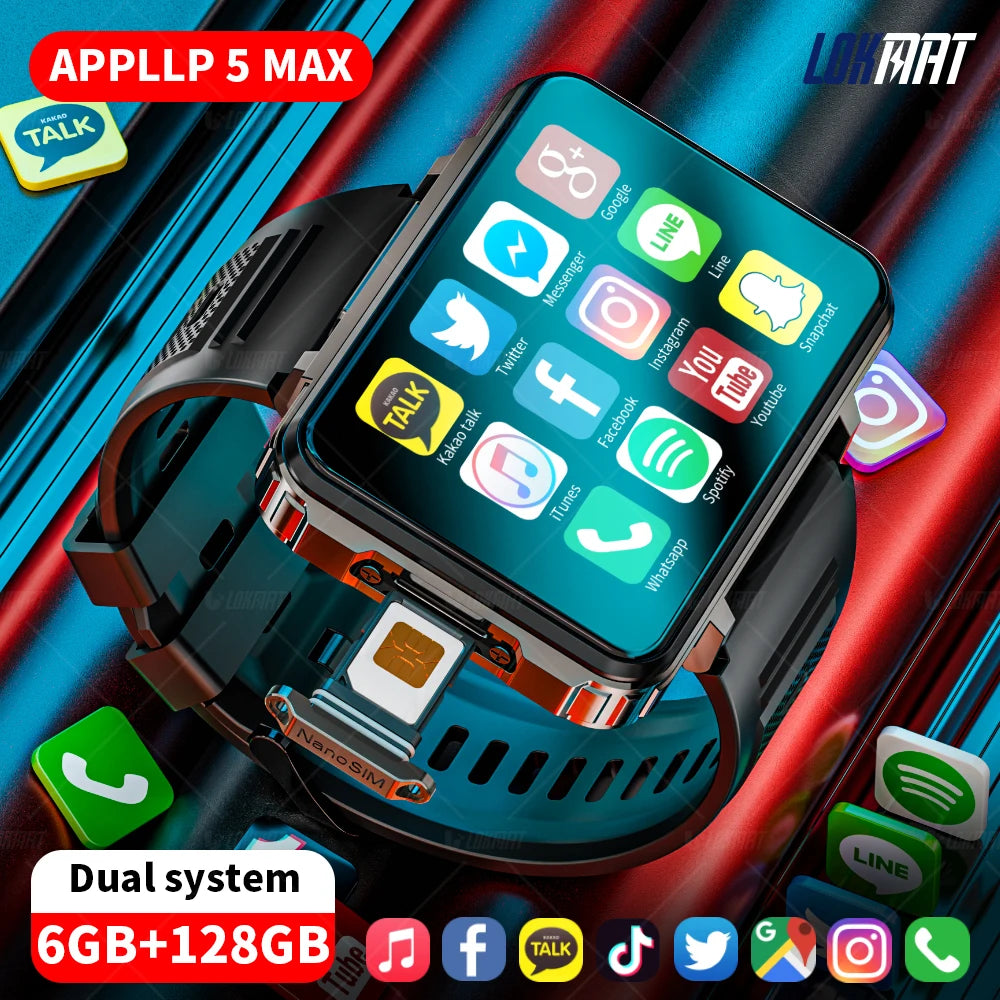 Lokmat 5 Max Android Watch Phone Square Screen 4G Calls