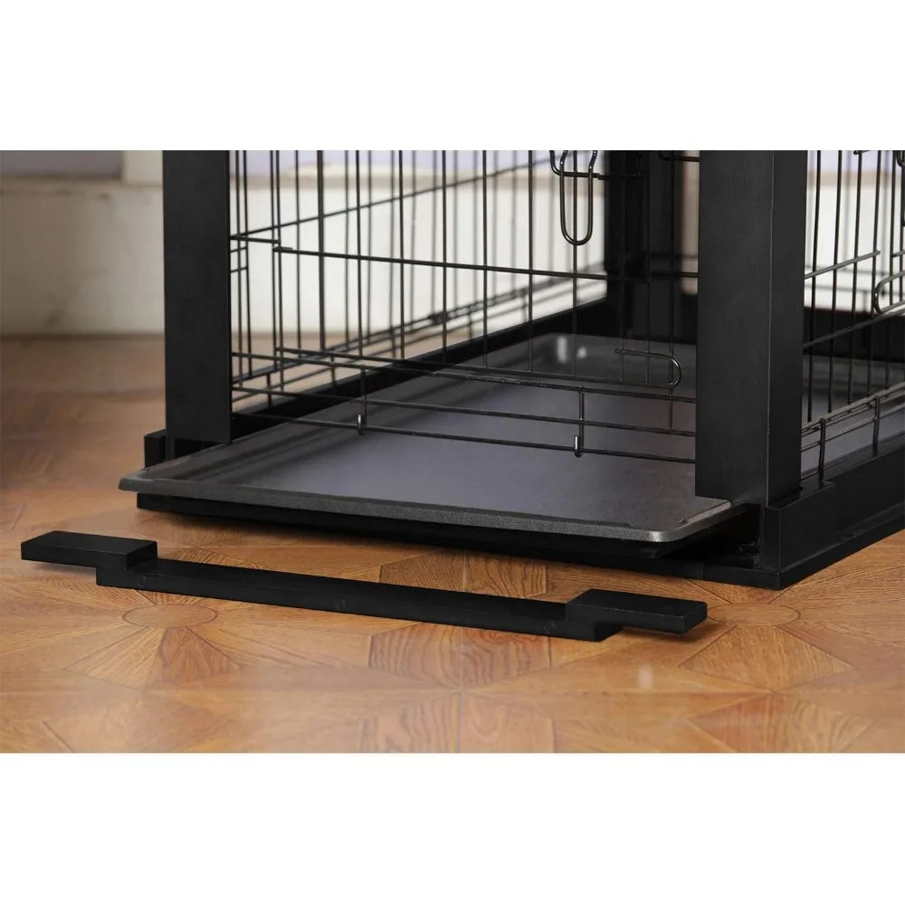 MKDK 2 Door Decorative Pet Kennel With Tray And Divider