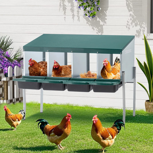 Farm Animals Chicken Nest Box Four Compartment Metal Ventilated Coop For Poultry