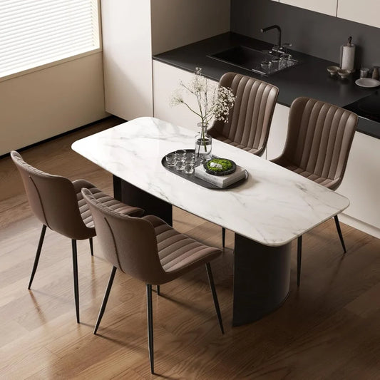 MKDK Leather Dining Chairs Set Of 4 With Wood And Metal Frame