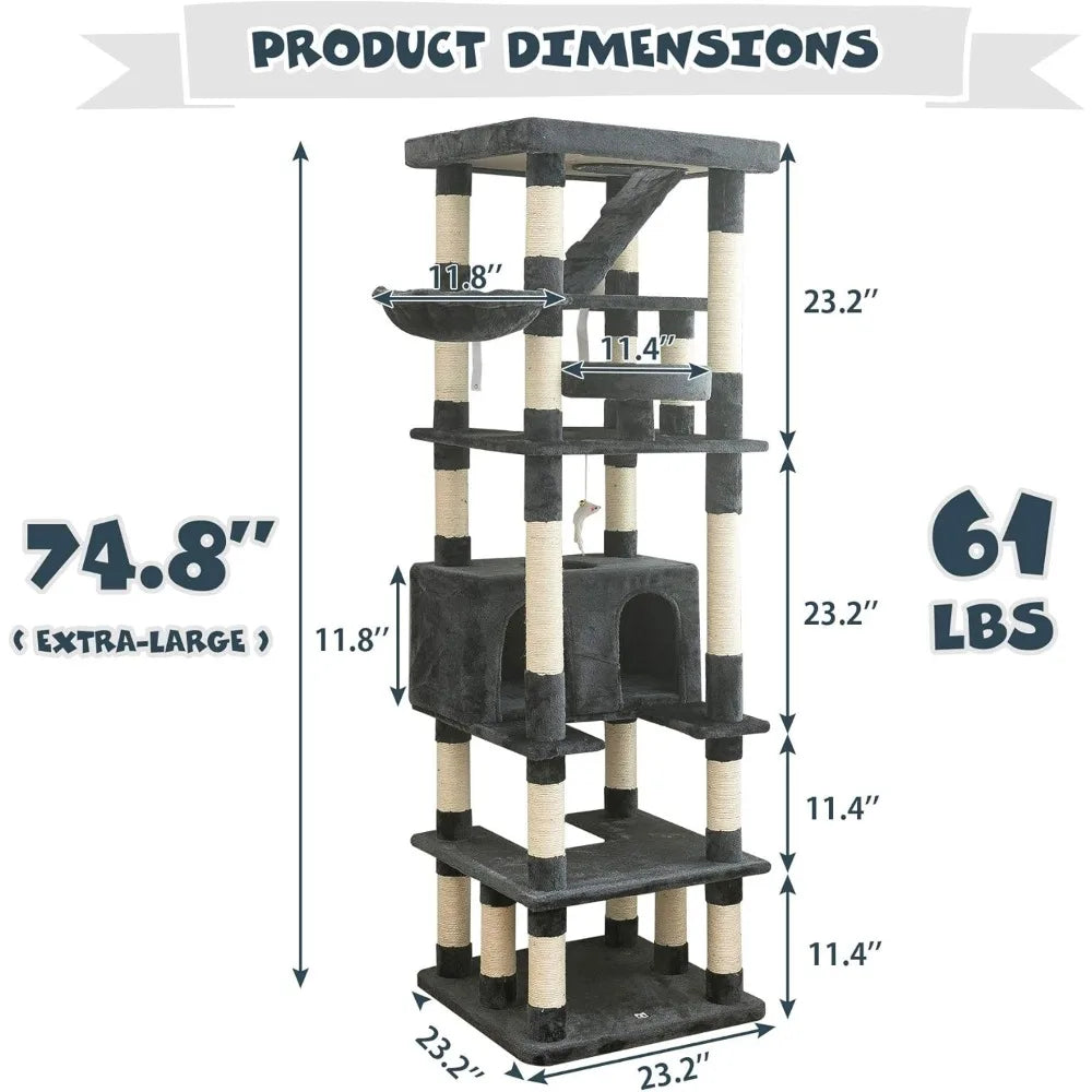 MWPO Cat Tree With Sisal Scratching Posts And Condo