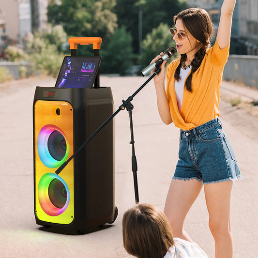 FanFun Karaoke Machine Bluetooth Speaker With Wireless Mics