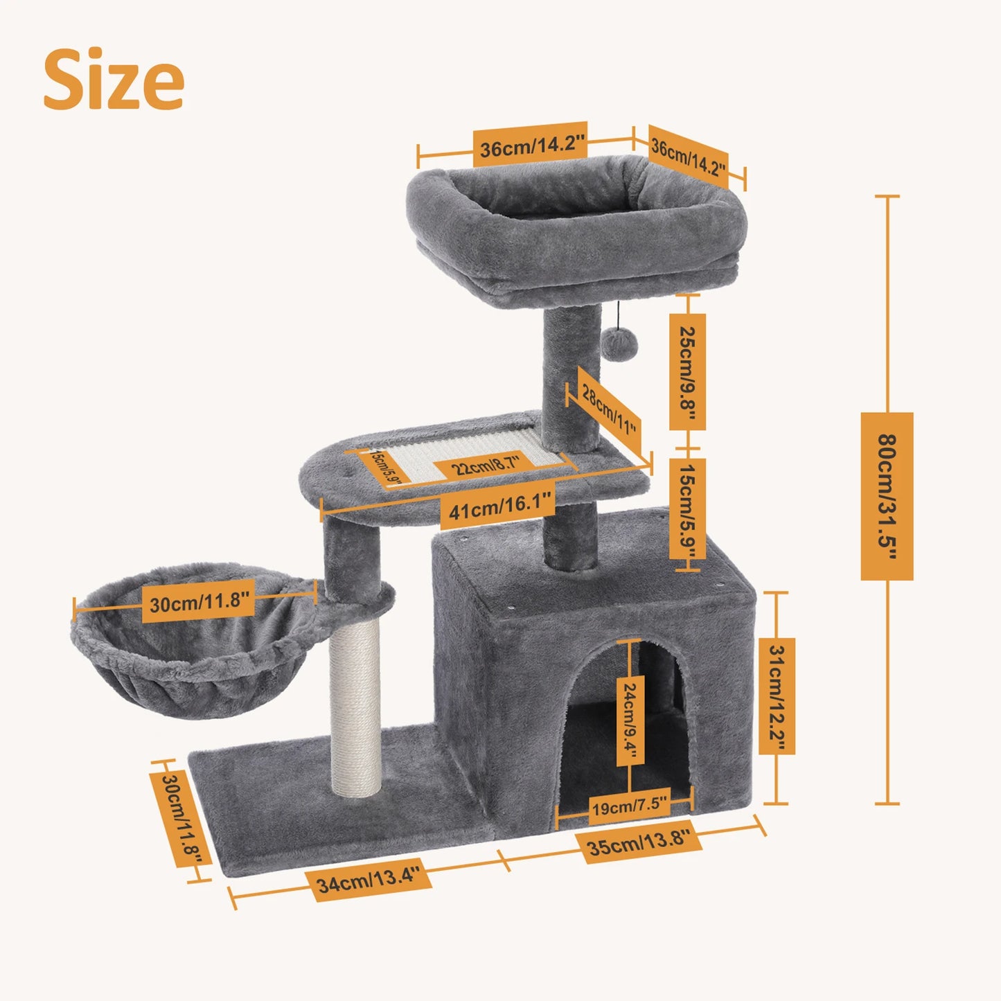 PAWZ Road Cat Tree Indoor Cats Three Tier Activity Tower
