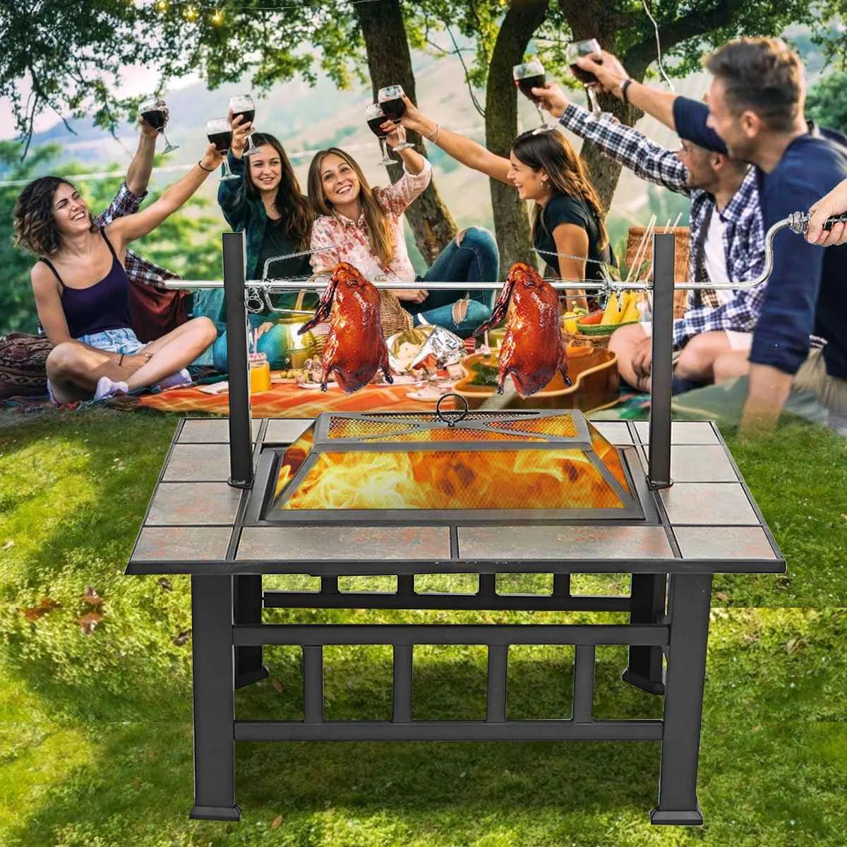 UltraDurableWeatherproof IndustrialGrade CastIron Outdoor Fire Pit With BuiltIn Grill