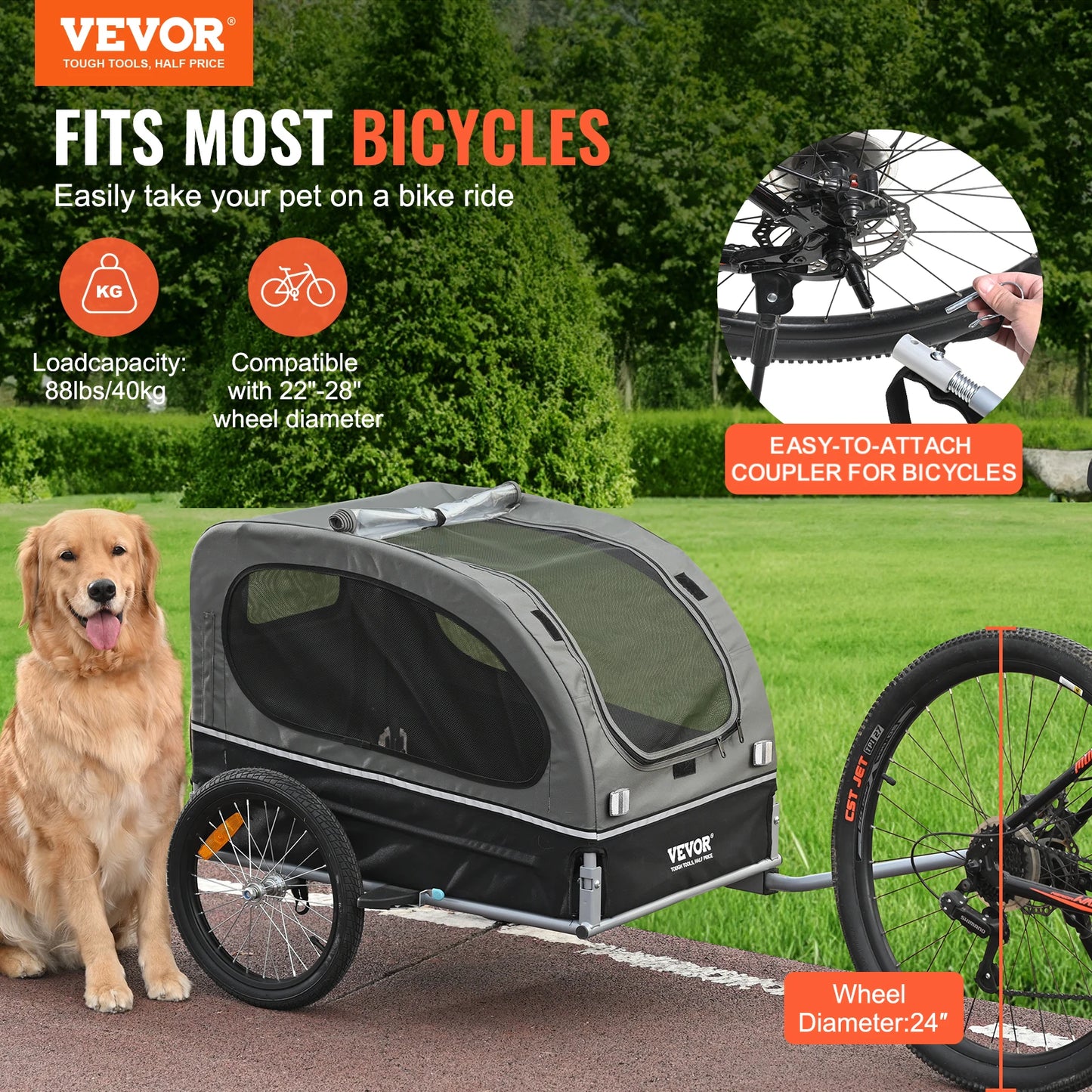 SucceBuy Dog Bike Trailer Carrier Collapsible With Wheels
