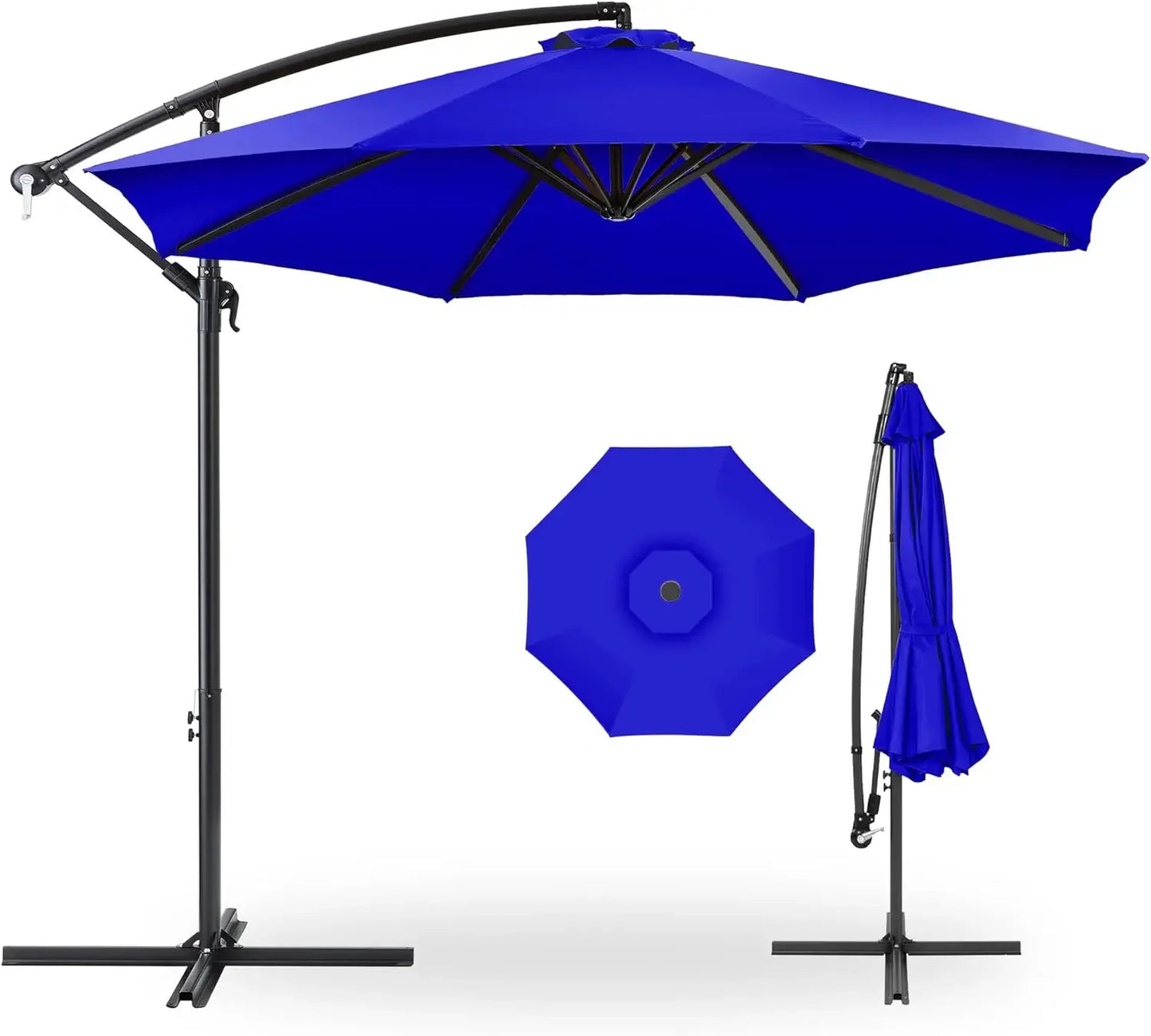 10ft Offset Hanging Patio Umbrella With Tilt And 8 Ribs