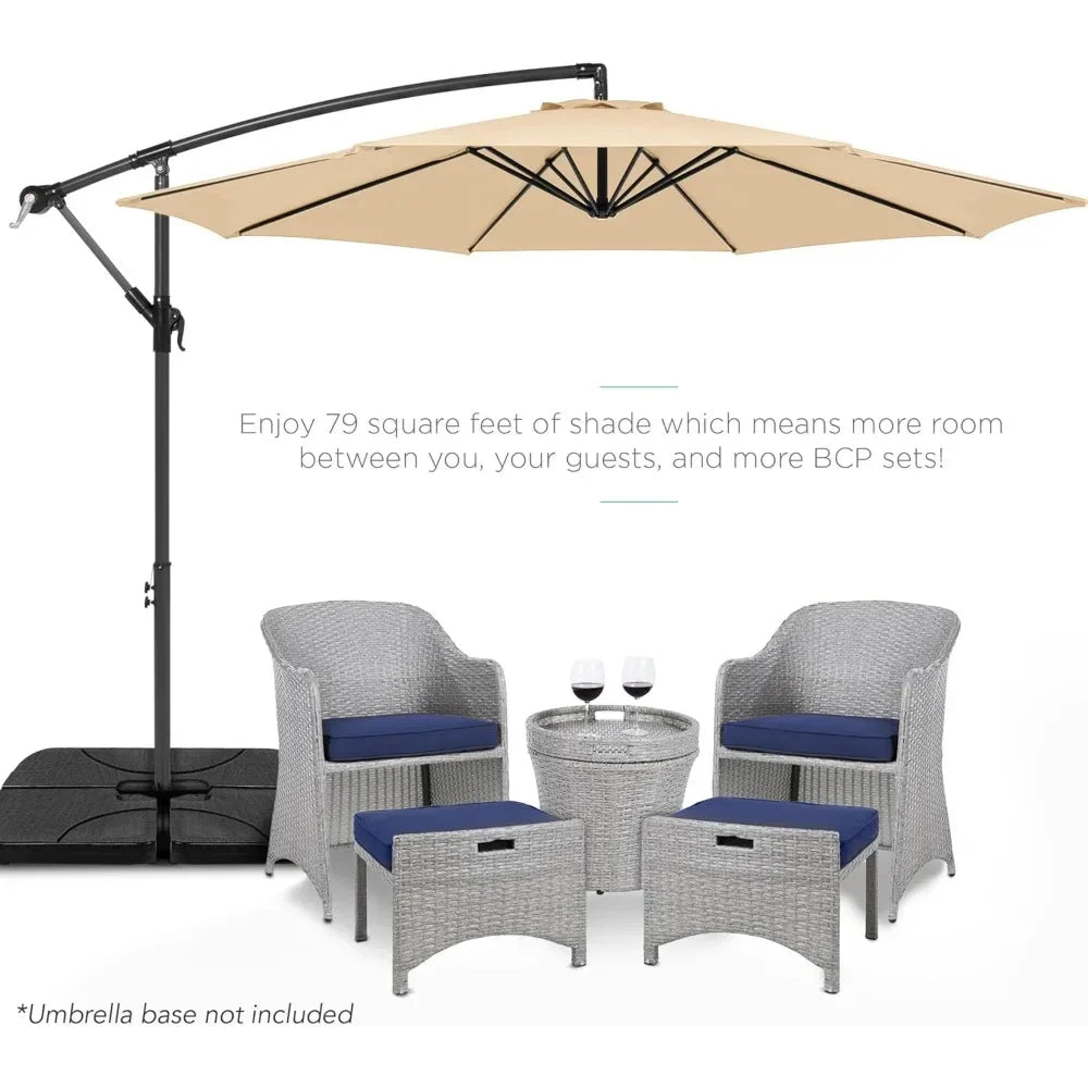 10ft Offset Hanging Patio Umbrella With Tilt And 8 Ribs