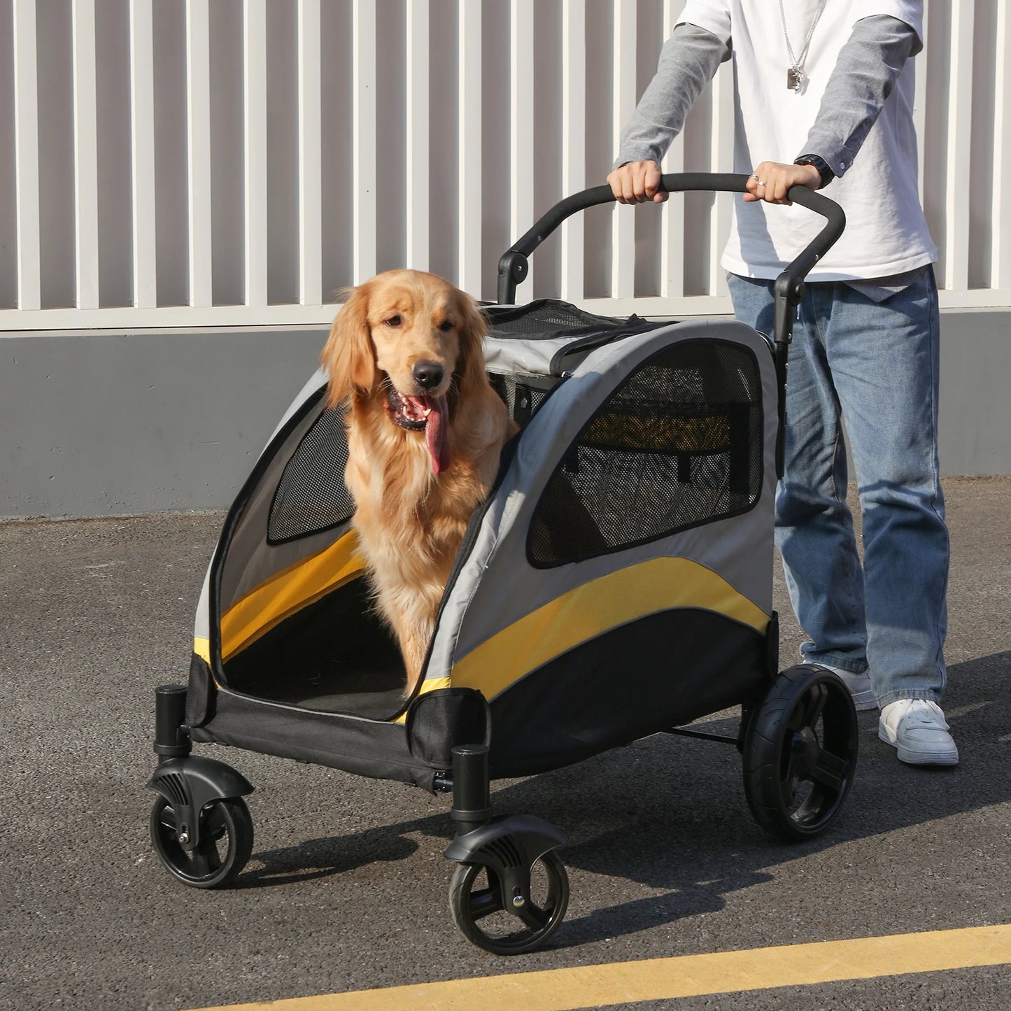 Dog Stroller Four Wheel Jogger Wagon Foldable Carrier