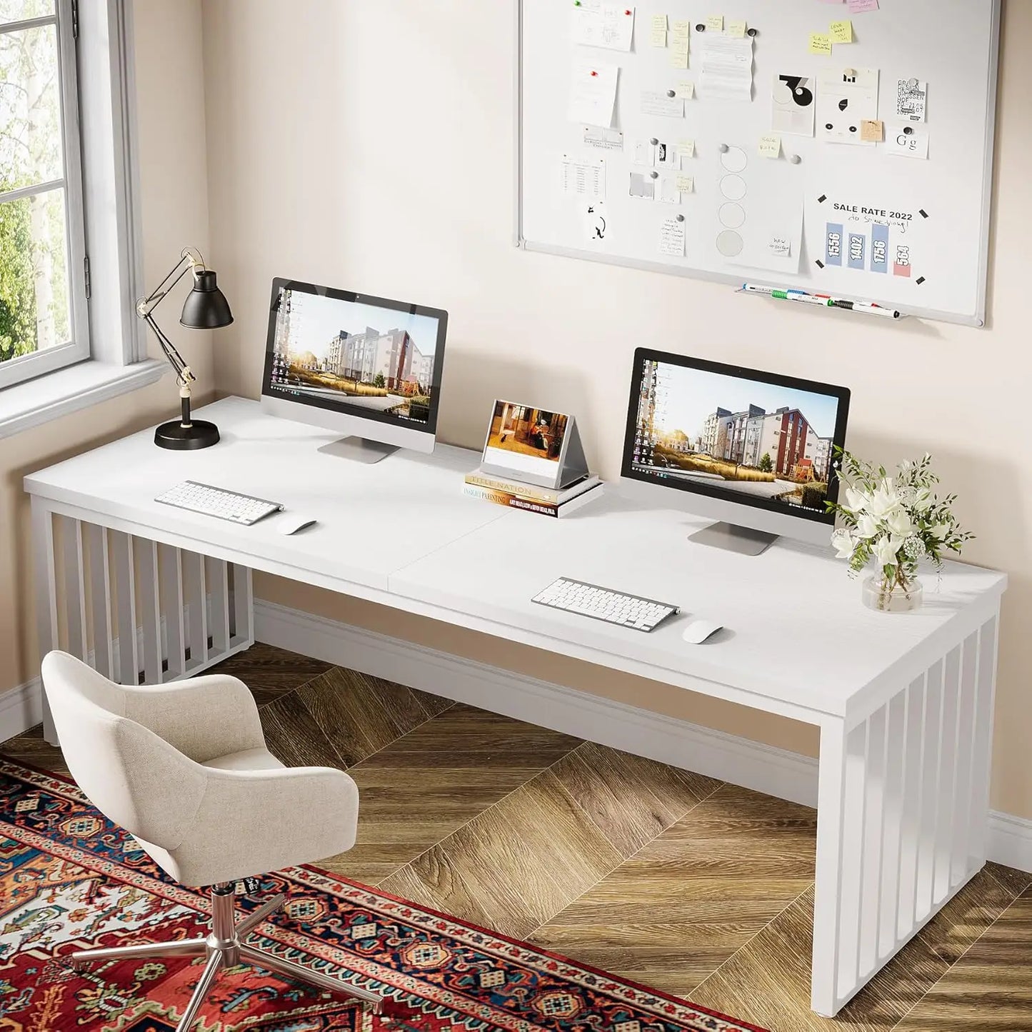 Industrial Two Person Metal Frame Double Desk For Office