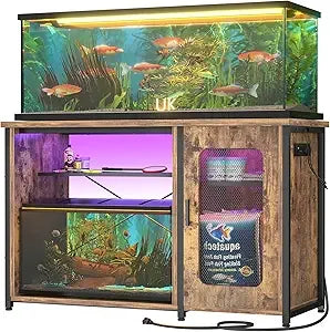 55-75 Gallon Aquarium Stand With Power Outlets LED Cabinet