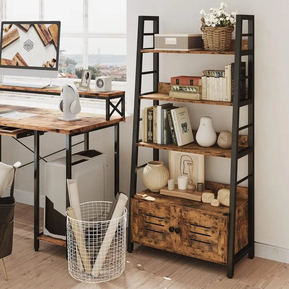 Ironck Industrial 5 Tier Ladder Bookshelf Metal Frame