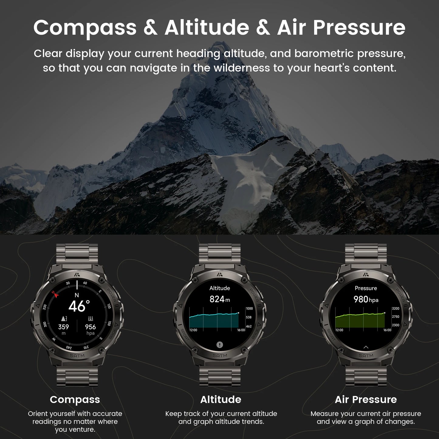 Hidamel T3E GPS Smart Watch For Men Compass Altimeter