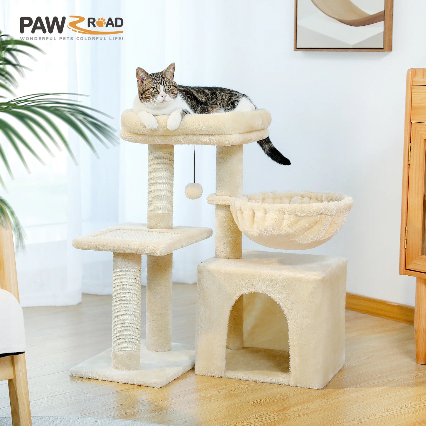 PAWZ Road Cat Tree Indoor Cats Three Tier Activity Tower