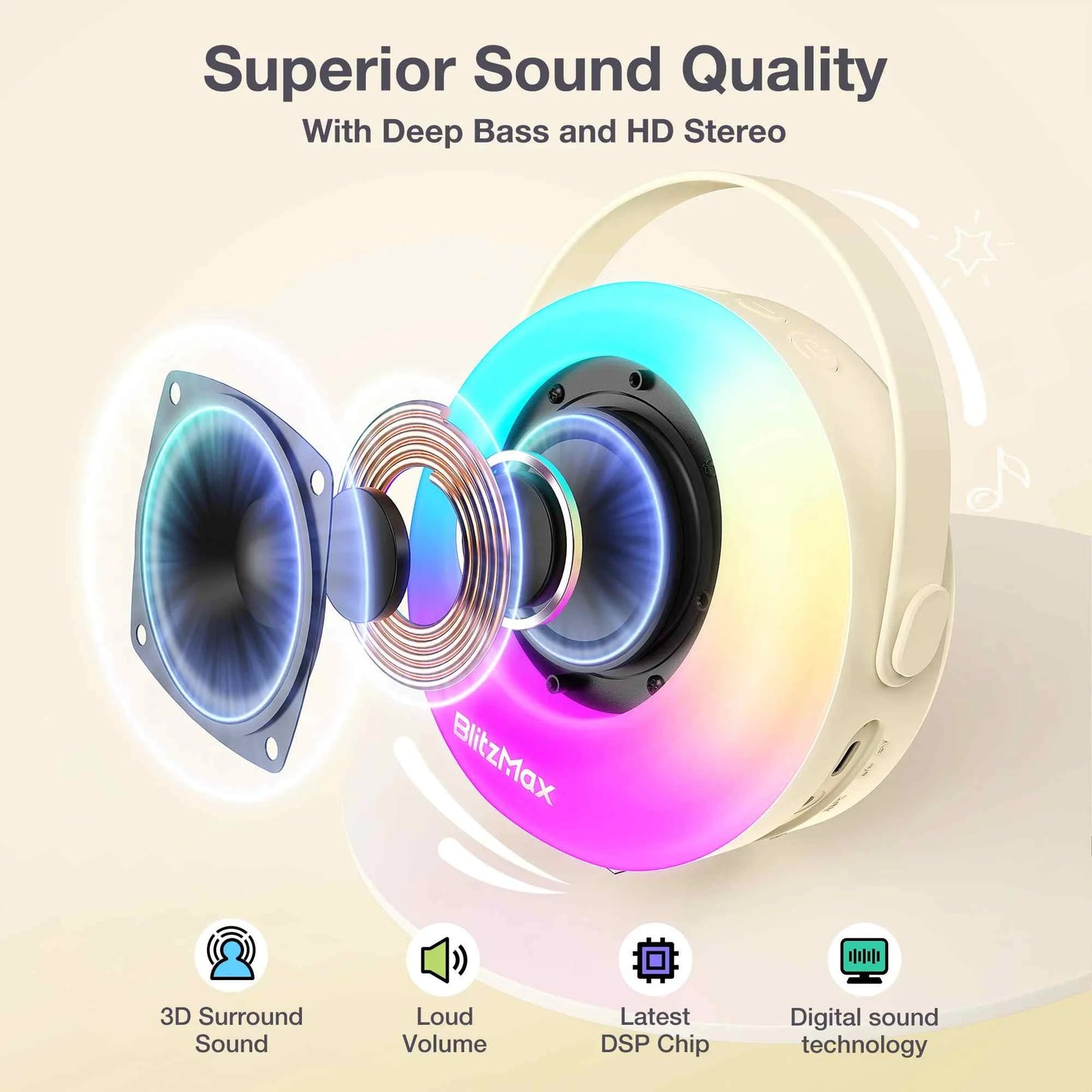 ELEGIANT BM K10 Karaoke Machine Portable Bluetooth 2 Mics