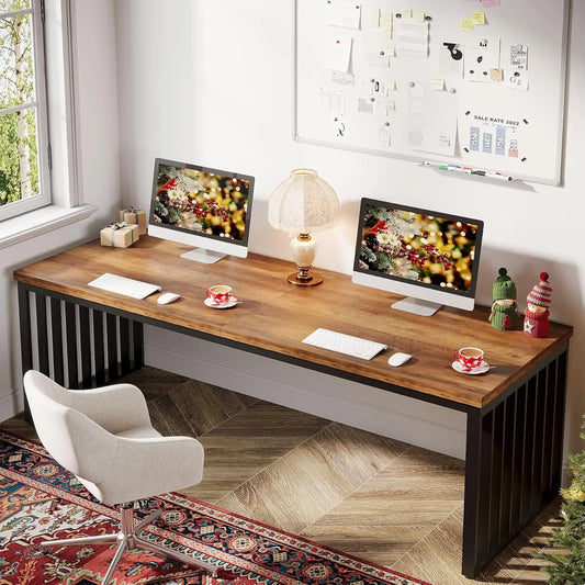 Industrial Two Person Metal Frame Double Desk For Office