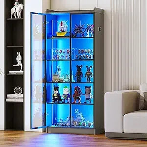 MKDK Lighted 5-Tier Display Cabinet With Acrylic Doors