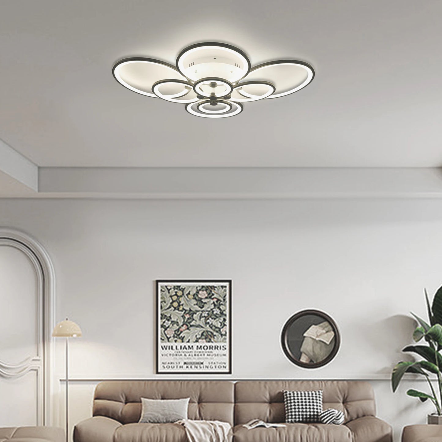LED Dimmable Ceiling Light With Remote 8 Ring Flush Mount