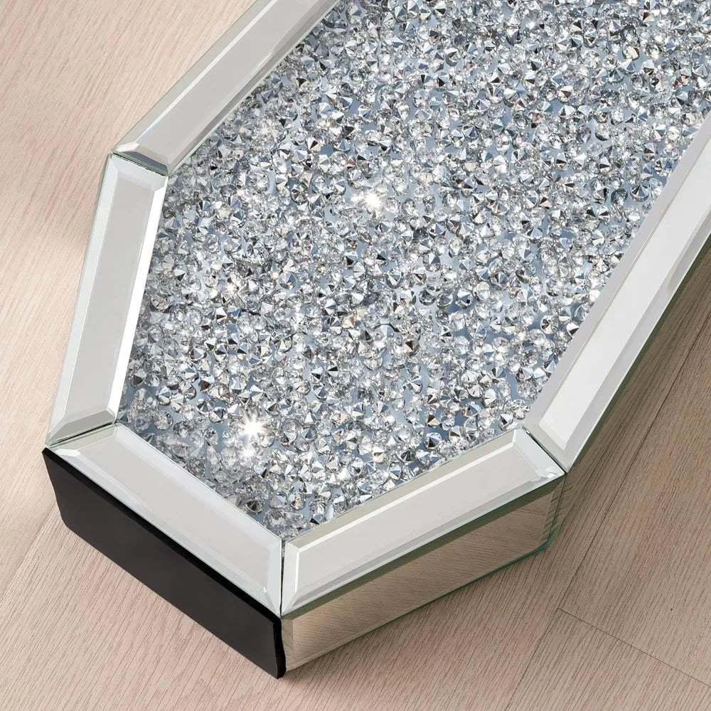 Crushed Diamond Floor Vases Mirrored Glass Finish Set Of Two