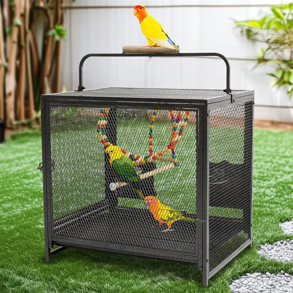Heavy Duty Wrought Iron Travel Bird Cage With Perch