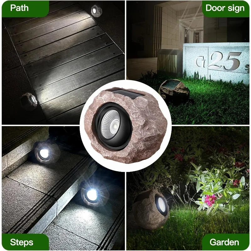 High-Concerned Solar Rock Lights for Lawn and Pathways