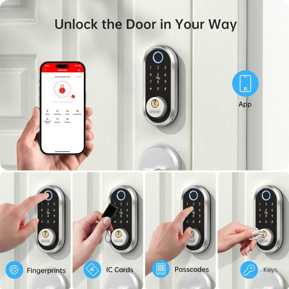 SMON Fingerprint Deadbolt With Keypad Bluetooth Lock