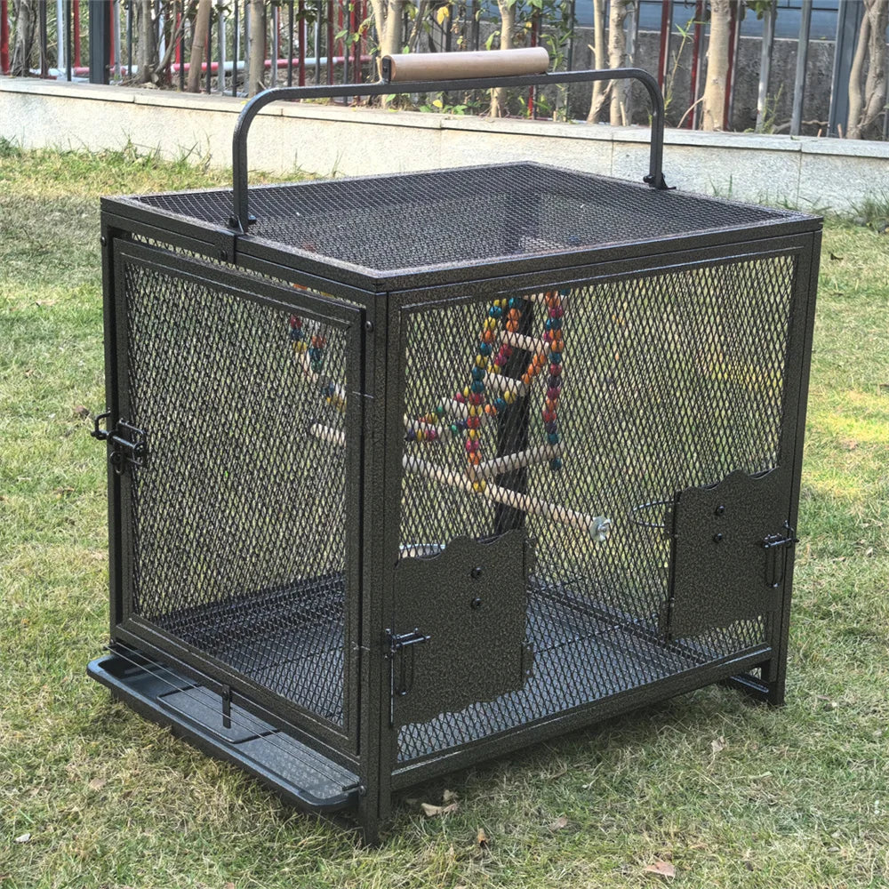 Heavy Duty Wrought Iron Travel Bird Cage With Perch