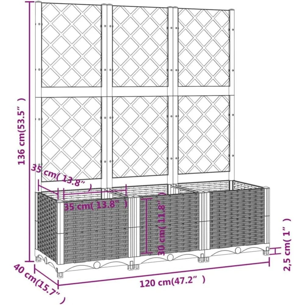 Garden Planter With Trellis Polypropylene Outdoor Patio