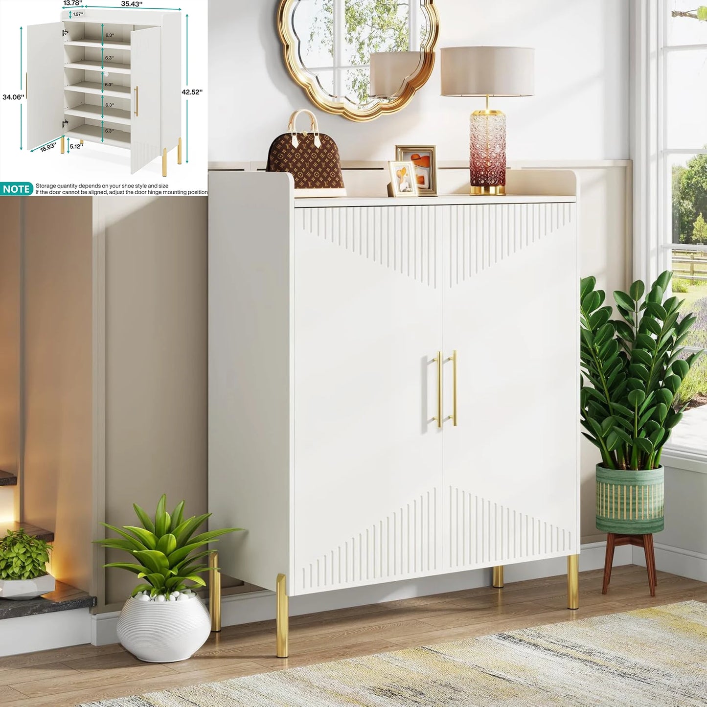 Shoe Cabinet with Doors for 20 Pairs Modern Shoe Storage Organizer for Entryway Living Room or Bedroom