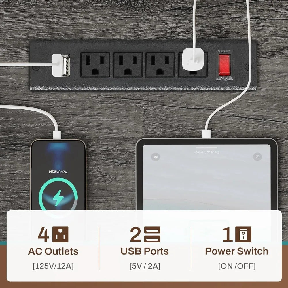 ZHUXIANG Computer Desk With Storage And LED Lighting