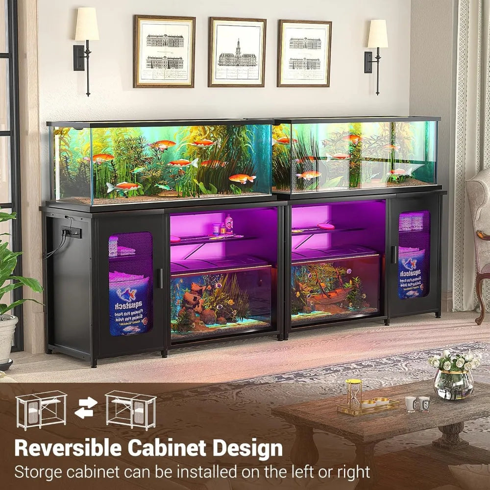55-75 Gallon Aquarium Stand With Power Outlets LED Cabinet