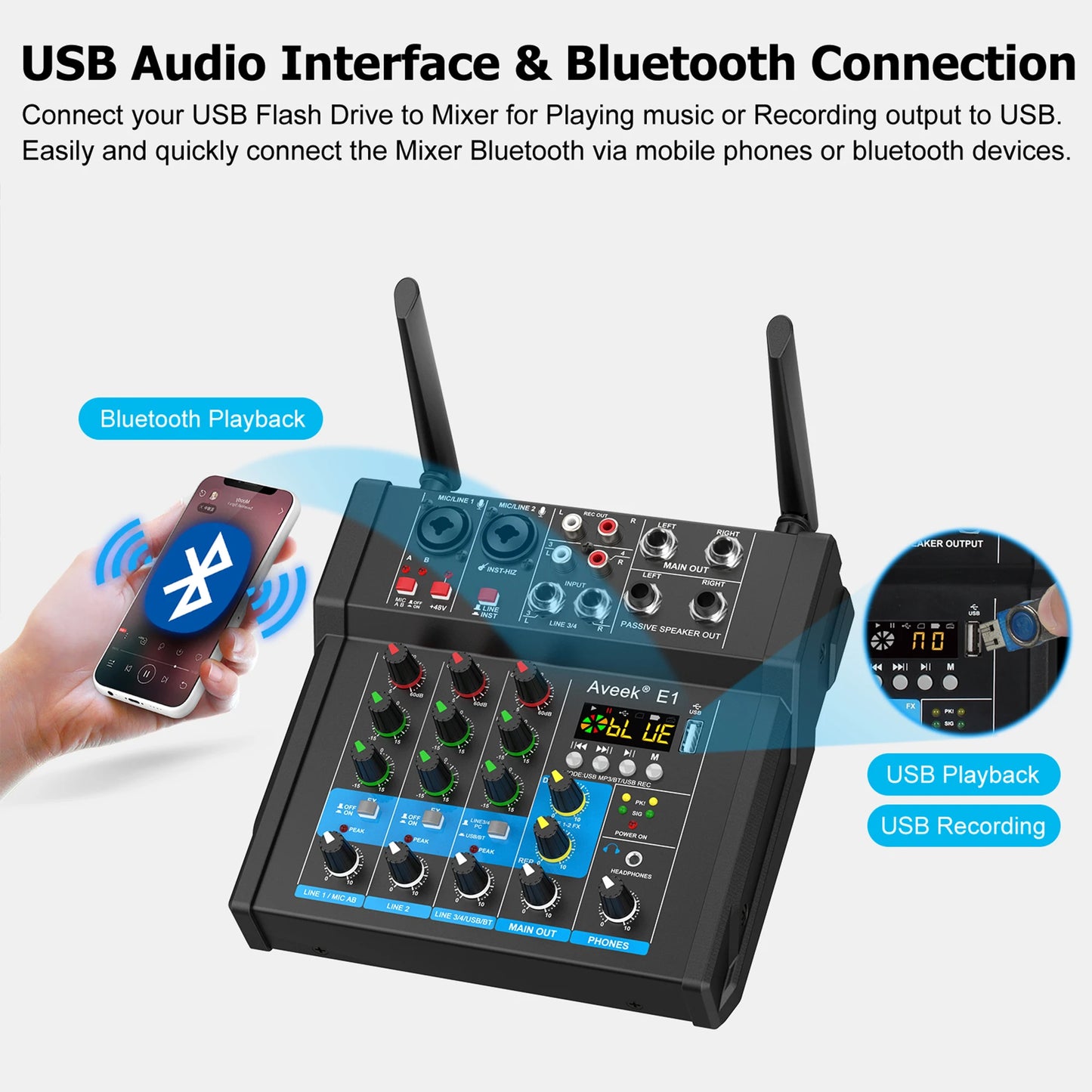 Aveek Powered Audio Mixer With Dual Wireless Mics Pro