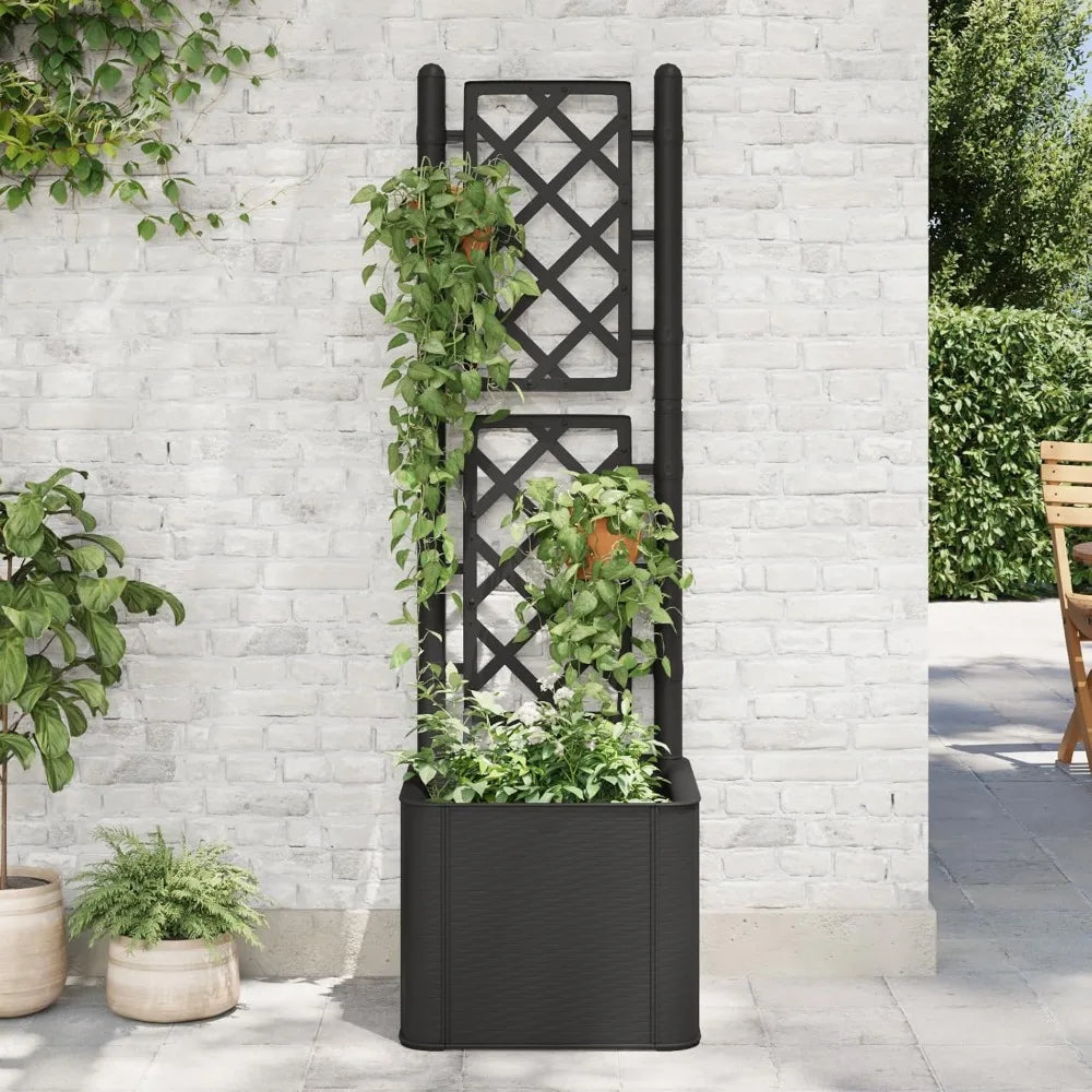 VidaXL Raised Bed With Trellis Self Watering Planter