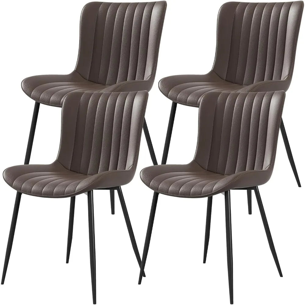 MKDK Leather Dining Chairs Set Of 4 With Wood And Metal Frame
