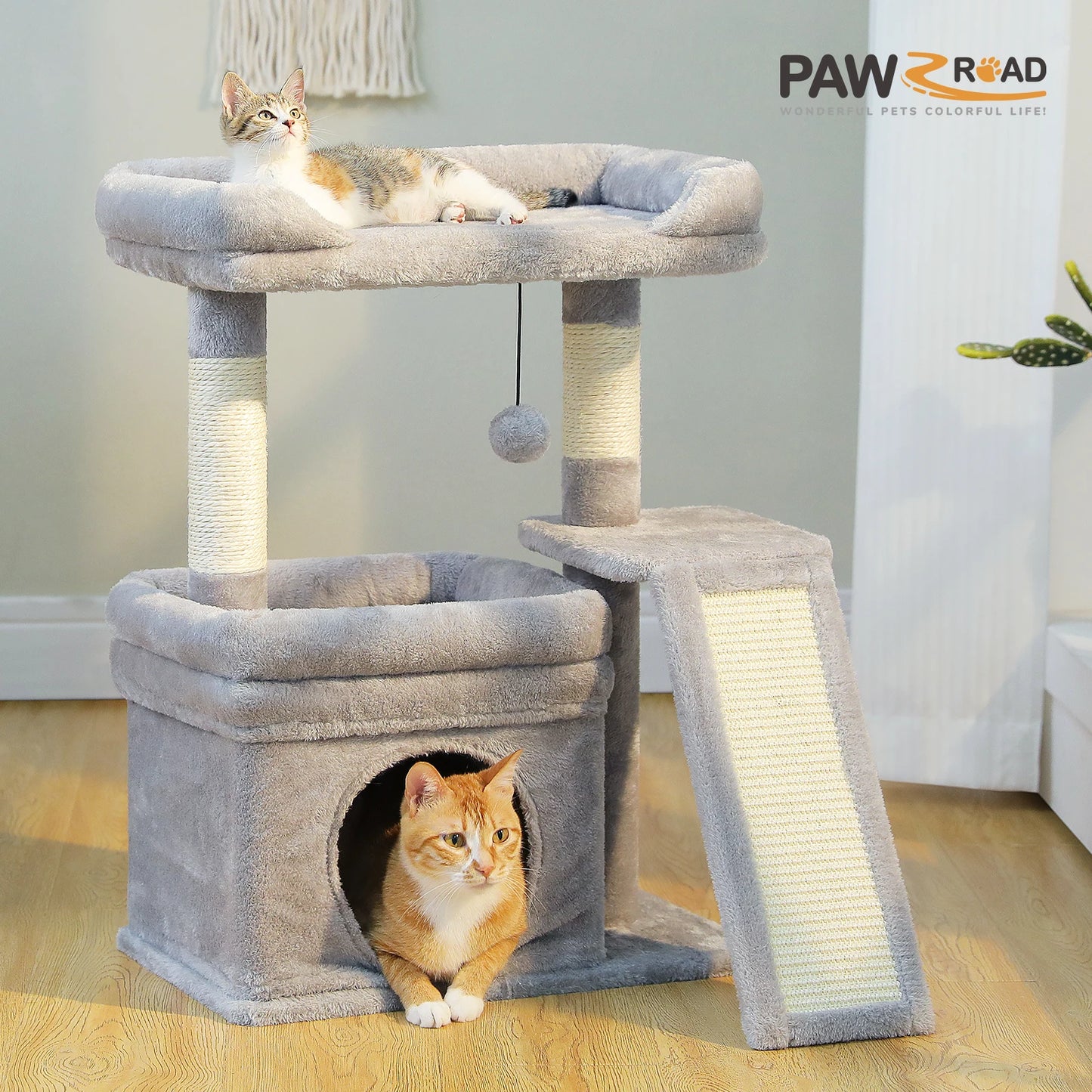 PAWZ Road Cat Tree Indoor Tower With Sisal Scratching Post Pad